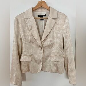 Rampage Cream Floral Jacquard Single-Button Blazer